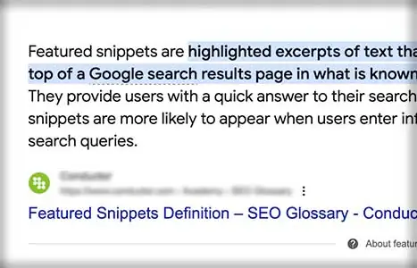 Zero Click Featured Snippet example